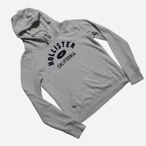 Womens White Y2K Skater Spellout Preppy Hollister Pullover Hoodie
